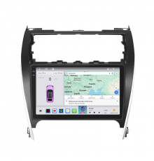 Штатная магнитола Lesko для Toyota Camry (USA) VII (XV50) 2011-2015 экран 10" 4/64 QLED CarPlay 4G Wi-Fi GPS 360 Prime