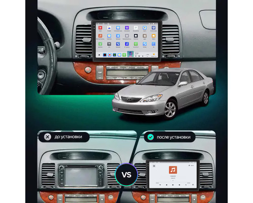 Штатная магнитола Lesko для Toyota Camry V (XV30) 2001-2004 экран 9" 4/64 QLED CarPlay 4G Wi-Fi GPS 360 Prime