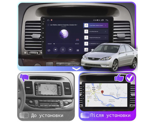 Штатная магнитола Lesko для Toyota Camry V (XV30) Рестайлинг 2004-2006 экран 9" 2/32Gb Wi-Fi GPS Base