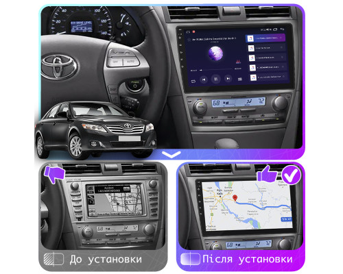 Штатная магнитола Lesko для Toyota Camry VI (XV40) Рестайлинг 2009-2011 экран 10" 2/32Gb CarPlay 4G Wi-Fi GPS Prime