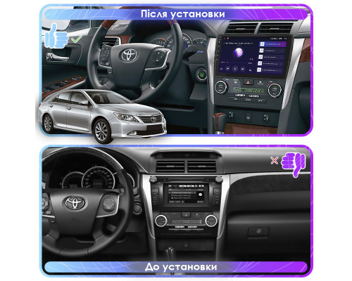 Штатная магнитола Lesko для Toyota Camry VII (XV50) 2011-2014 экран 10" 2/32Gb 4G Wi-Fi GPS Top