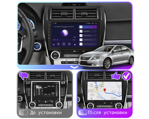 Штатная магнитола Lesko для Toyota Camry VII (XV50) 2011-2014 экран 10" 4/64Gb 4G Wi-Fi GPS Top