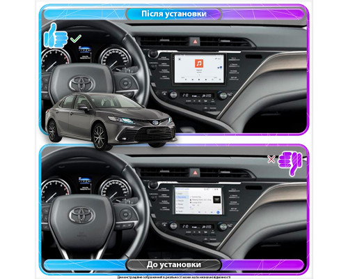 Штатная магнитола Lesko для Toyota Camry VIII (XV70) 2017-2021 экран 10" 4/64 QLED CarPlay 4G Wi-Fi GPS 360 Prime