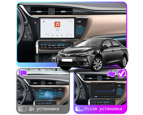 Штатная магнитола Lesko для Toyota Corolla XI (E160, E170) Рестайлинг 2015-н.в. экран 10" 4/64 QLED CarPlay 4G Wi-Fi GPS 360 Prime