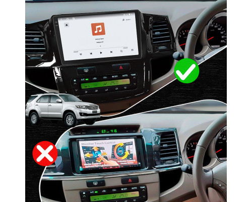 Штатная магнитола Lesko для Toyota Fortuner I 2005-2015 экран 9" 4/64 QLED CarPlay 4G Wi-Fi GPS 360 Prime