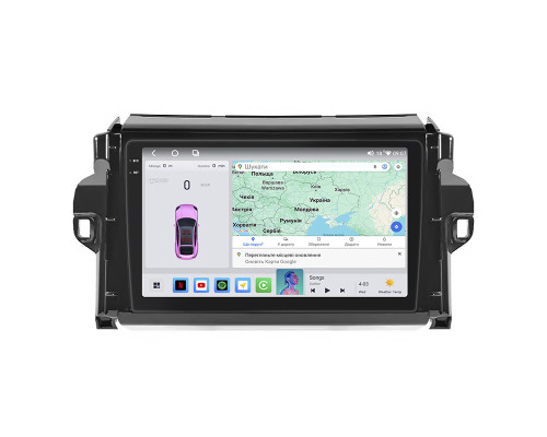 Штатная магнитола Lesko для Toyota Fortuner II 2015-2020 экран 9" 4/64 QLED CarPlay 4G Wi-Fi GPS 360 Prime