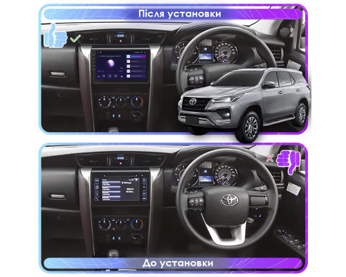 Штатная магнитола Lesko для Toyota Fortuner II Рестайлинг 2020-н.в. экран 9" 6/128Gb 4G Wi-Fi GPS Top