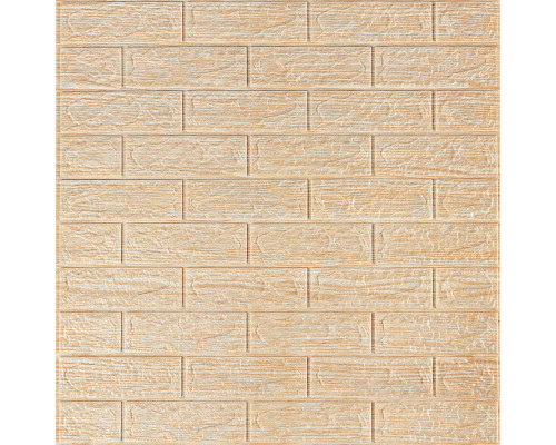 Самоклеющаяся декоративная 3D панель 700x770x5мм Бежевая полоска кирпич (184) SW-00000489