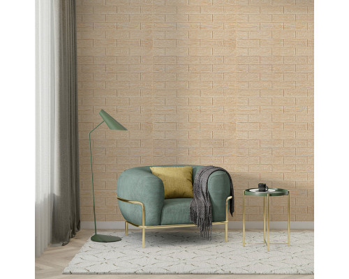 Самоклеющаяся декоративная 3D панель 700x770x5мм Бежевая полоска кирпич (184) SW-00000489