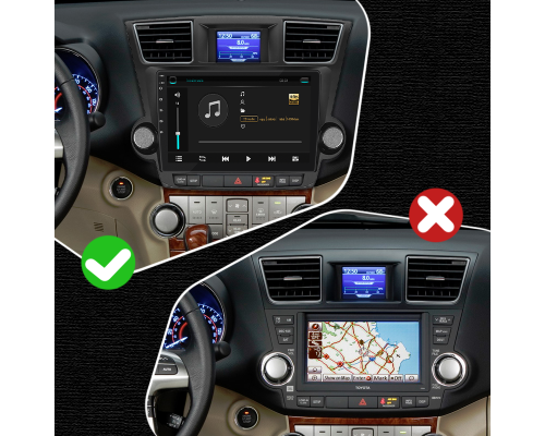 Штатная магнитола Lesko для Toyota Highlander II (U40) 2007-2010 экран 10" 2/32Gb Wi-Fi GPS Base