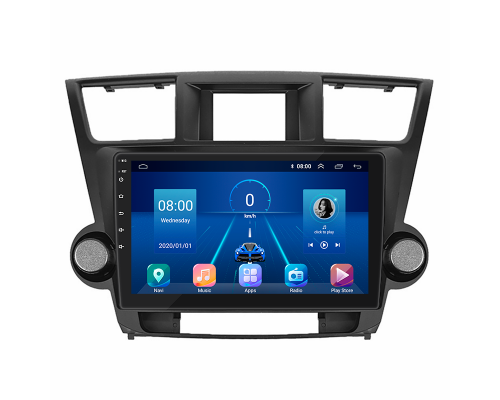 Штатная магнитола Lesko для Toyota Highlander II (U40) 2007-2010 экран 10" 6/128Gb 4G Wi-Fi GPS Top