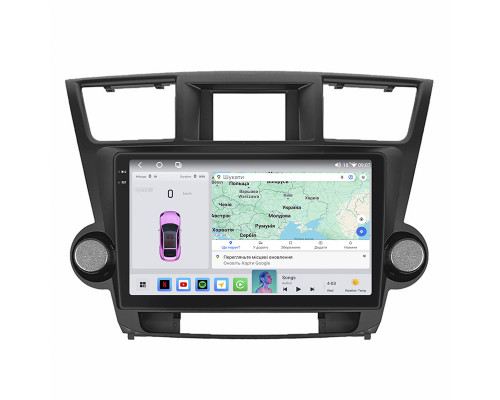 Штатная магнитола Lesko для Toyota Highlander II (U40) Рестайлинг 2010-2013 экран 10" 4/64 QLED CarPlay 4G Wi-Fi GPS 360 Prime