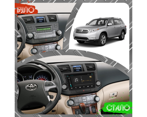 Штатная магнитола Lesko для Toyota Highlander II (U40) Рестайлинг 2010-2013 экран 10" 4/64Gb 4G Wi-Fi GPS Top