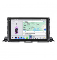 Штатная магнитола Lesko для Toyota Highlander III (U50) Рестайлинг 2016-2019 экран 10" 4/64 QLED CarPlay 4G Wi-Fi GPS 360 Prime