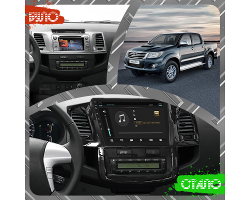 Штатная магнитола Lesko для Toyota Hilux VII Рестайлинг 2011-2015 экран 9" 2/32Gb Wi-Fi GPS Base