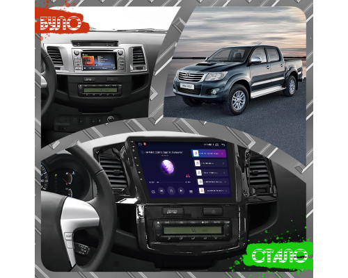 Штатная магнитола Lesko для Toyota Hilux VII Рестайлинг 2011-2015 экран 9" 4/64Gb CarPlay 4G Wi-Fi GPS Prime