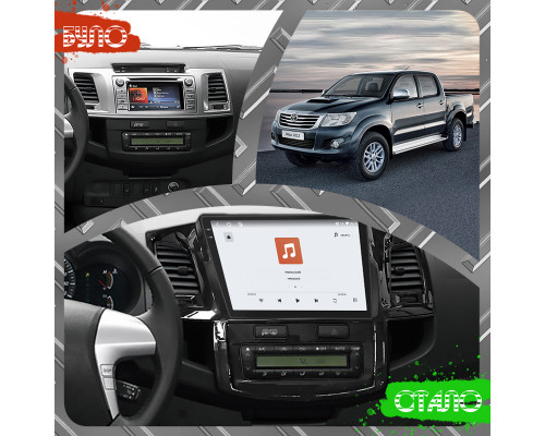 Штатная магнитола Lesko для Toyota Hilux VII Рестайлинг 2011-2015 экран 9" 4/64 QLED CarPlay 4G Wi-Fi GPS 360 Prime