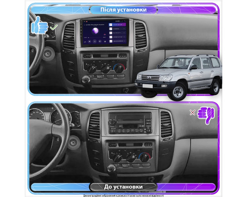 Штатная магнитола Lesko для Toyota Land Cruiser 100 Series Рестайлинг 1 2002-2005 экран 9" 4/64Gb CarPlay 4G Wi-Fi GPS Prime