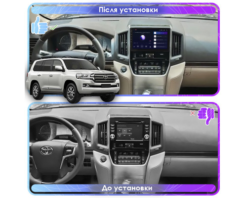 Штатная магнитола Lesko для Toyota Land Cruiser 200 Series Рестайлинг 2 2015-2021 экран 9" 2/32Gb Wi-Fi GPS Base