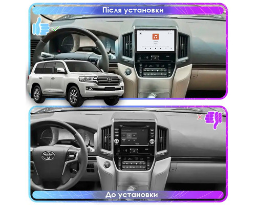 Штатная магнитола Lesko для Toyota Land Cruiser 200 Series Рестайлинг 2 2015-2021 экран 9" 4/64 QLED CarPlay 4G Wi-Fi GPS 360 Prime