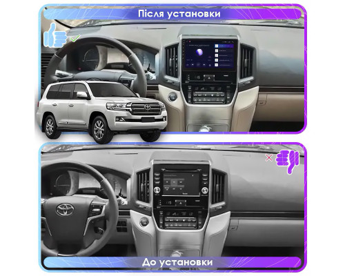 Штатная магнитола Lesko для Toyota Land Cruiser 200 Series Рестайлинг 2 2015-2021 экран 9" 6/128Gb 4G Wi-Fi GPS Top