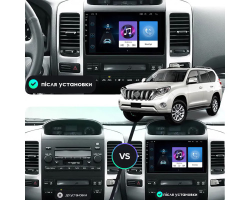 Штатная магнитола Lesko для Toyota Land Cruiser Prado 120 Series 2002-2007 экран 9" 4/64Gb CarPlay 4G Wi-Fi GPS Prime