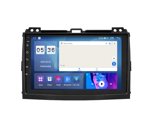 Штатная магнитола Lesko для Toyota Land Cruiser Prado 120 Series Рестайлинг 2007-2009 экран 9" 2/32Gb CarPlay 4G Wi-Fi GPS Prime