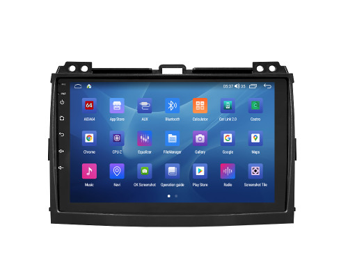 Штатная магнитола Lesko для Toyota Land Cruiser Prado 120 Series Рестайлинг 2007-2009 экран 9" 2/32Gb CarPlay 4G Wi-Fi GPS Prime