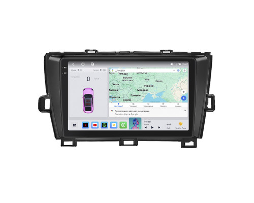 Штатная магнитола Lesko для Toyota Prius III (XW30) 2009-2011 экран 9" 4/64 QLED CarPlay 4G Wi-Fi GPS 360 Prime