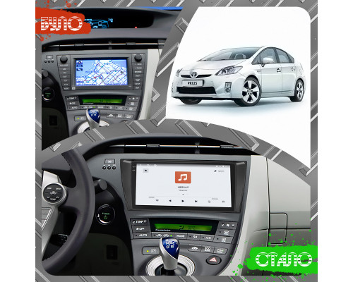 Штатная магнитола Lesko для Toyota Prius III (XW30) 2009-2011 экран 9" 4/64 QLED CarPlay 4G Wi-Fi GPS 360 Prime