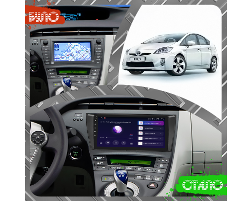 Штатная магнитола Lesko для Toyota Prius III Рестайлинг (XW30) 2011-2015 экран 9" 2/32Gb CarPlay 4G Wi-Fi GPS Prime