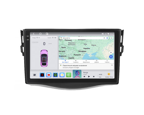 Штатная магнитола Lesko для Toyota RAV4 III (XA30) 2006-2012 экран 9" 4/64 QLED CarPlay 4G Wi-Fi GPS 360 Prime