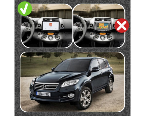 Штатная магнитола Lesko для Toyota RAV4 III (XA30) Рестайлинг 2010-2016 экран 9" 4/64 QLED CarPlay 4G Wi-Fi GPS 360 Prime