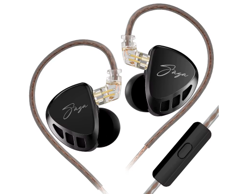 Навушники KZ Saga Bass Improved з мікрофоном black