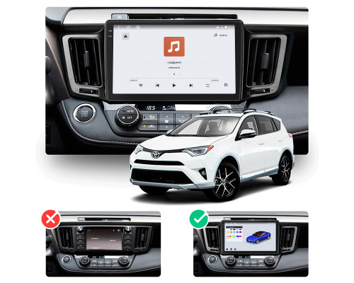 Штатная магнитола Lesko для Toyota RAV4 IV (CA40) 2012-2015 экран 10" 4/64 QLED CarPlay 4G Wi-Fi GPS 360 Prime
