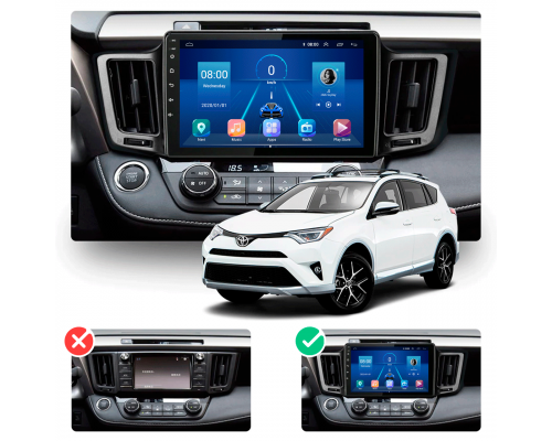 Штатная магнитола Lesko для Toyota RAV4 IV (CA40) 2012-2015 экран 10" 6/128Gb 4G Wi-Fi GPS Top
