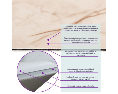 Самоклеящаяся виниловая плитка 600х300х1,5мм Благородный мрамор, цена за 1 шт. (СВП-101) Глянец SW-00000291