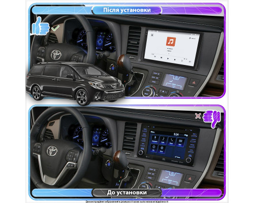 Штатная магнитола Lesko для Toyota Sienna III Рестайлинг 2 2017-2020 экран 9" 4/64 QLED CarPlay 4G Wi-Fi GPS 360 Prime