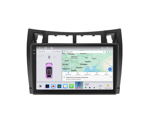 Штатная магнитола Lesko для Toyota Yaris II 2005-2009 экран 9" 4/64 QLED CarPlay 4G Wi-Fi GPS 360 Prime