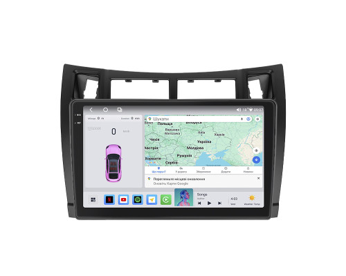 Штатная магнитола Lesko для Toyota Yaris II Рестайлинг 2009-2012 экран 9" 4/64 QLED CarPlay 4G Wi-Fi GPS 360 Prime