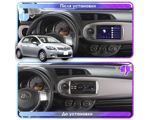 Штатная магнитола Lesko для Toyota Yaris III 2010-2014 экран 9" 2/32Gb CarPlay 4G Wi-Fi GPS Prime