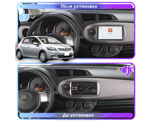 Штатная магнитола Lesko для Toyota Yaris III 2010-2014 экран 9" 4/64 QLED CarPlay 4G Wi-Fi GPS 360 Prime