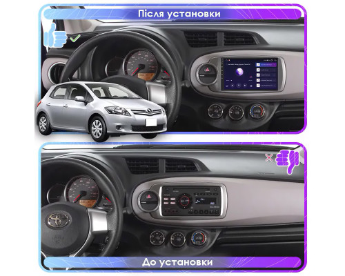 Штатная магнитола Lesko для Toyota Yaris III 2010-2014 экран 9" 6/128Gb 4G Wi-Fi GPS Top