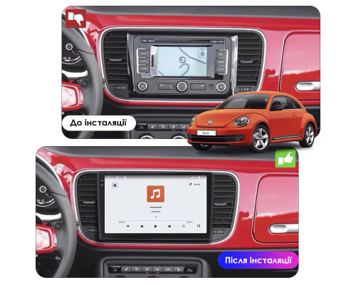 Штатная магнитола Lesko для Volkswagen Beetle II (A5) 2011-2019 экран 10" 4/64 QLED CarPlay 4G Wi-Fi GPS 360 Prime