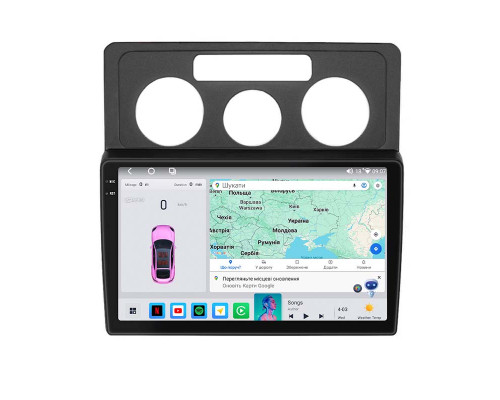 Штатная магнитола Lesko для Volkswagen Caddy III 2004-2010 экран 10" 4/64 QLED CarPlay 4G Wi-Fi GPS 360 Prime