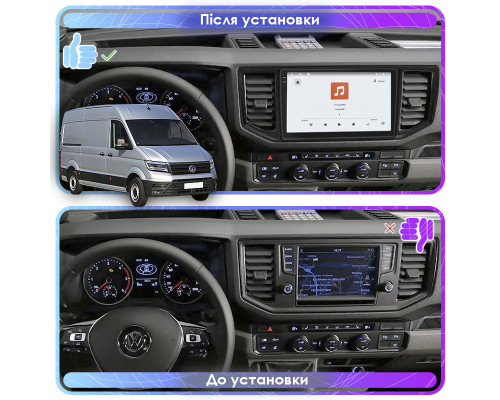 Штатная магнитола Lesko для Volkswagen Crafter II 2017-н.в. экран 10" 4/64 QLED CarPlay 4G Wi-Fi GPS 360 Prime