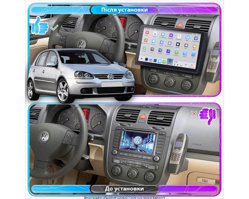 Штатная магнитола Lesko для Volkswagen Golf V 2003-2009 экран 10" 4/64 QLED CarPlay 4G Wi-Fi GPS 360 Prime