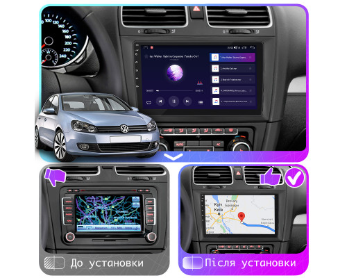 Штатная магнитола Lesko для Volkswagen Golf VI 2008-2012 экран 9" 4/64Gb CarPlay 4G Wi-Fi GPS Prime