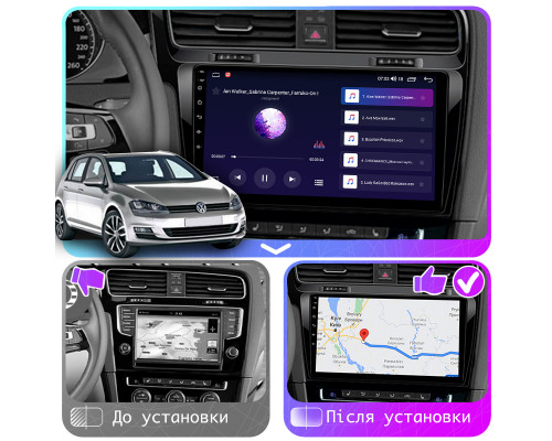 Штатная магнитола Lesko для Volkswagen Golf VII 2012-2017 экран 10" 2/32Gb CarPlay 4G Wi-Fi GPS Prime