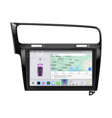 Штатная магнитола Lesko для Volkswagen Golf VII 2012-2017 экран 10" 4/64 QLED CarPlay 4G Wi-Fi GPS 360 Prime